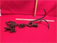 Vintage Grappling hook and chain