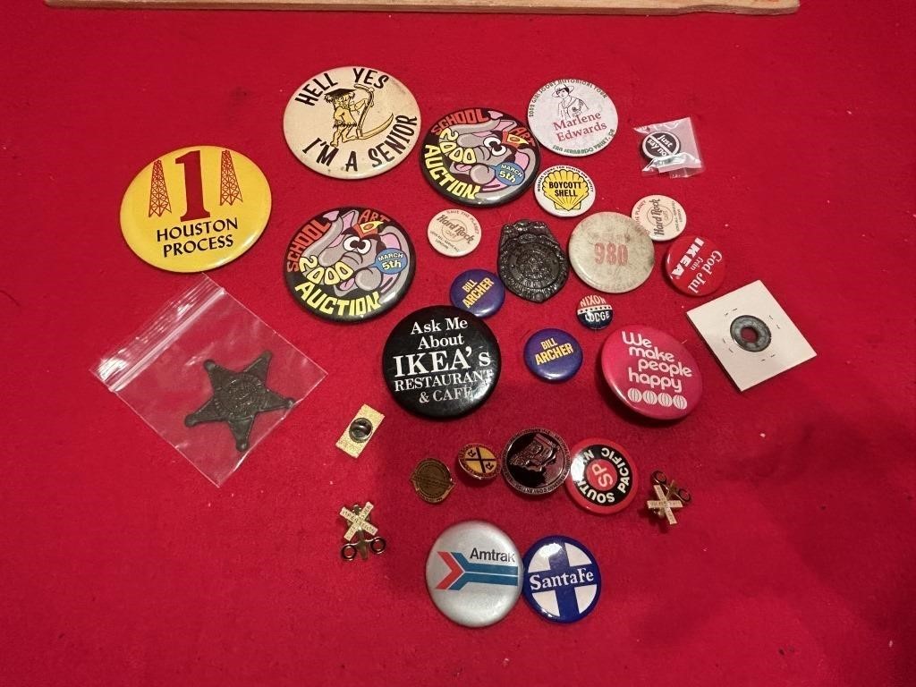 Pins and buttons