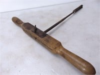 Old Wood Drill Handle with Drill Bit