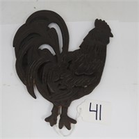 CAST IRON ROOSTER TRIVET MARKED TAIWAN