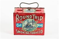 ROUND TRIP CUT PLUG SMOKING TOBACCO TIN LUNCH PAIL