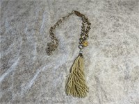 Chico’s Green gold tassel necklace