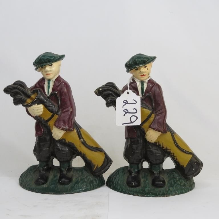 VINTAGE GOLFER CAST IRON DOORSTOPS