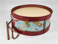 VINTAGE TIN LITHO 1950'S SPACE THEME DRUM