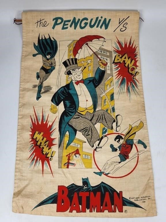 VINTGE 1966 CLOTH BATMAN VS THE PENGUIN BANNER