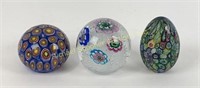 THREE MURANO GLASS PAPERWEIGHTS