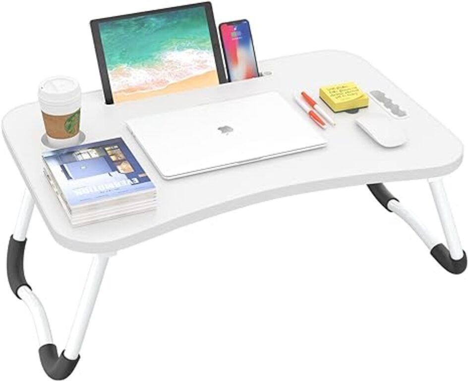 Folding Lap Desk, 23.6 Inch Portable Wood White