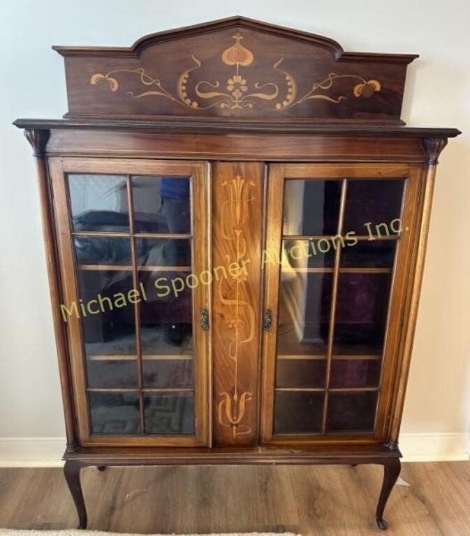 ART NOUVEAU MAHOGANY DISPLAY CABINET