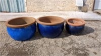 3 ceramic flower pots