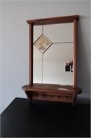 Wall hanging mirror with key hanger 24"x13"