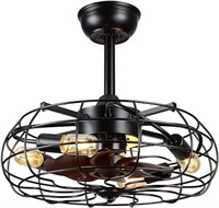 Asyko Caged Ceiling Fans with Lights - Black