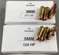 (100) Rnds Reloaded Assorted 9mm HP Ammo