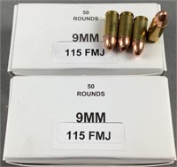 (100) Rnds Reloaded 9mm Ammo