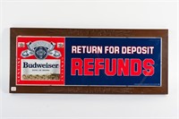 BUDWEISER RETURN FOR DEPOSIT LIGHTED SIGN