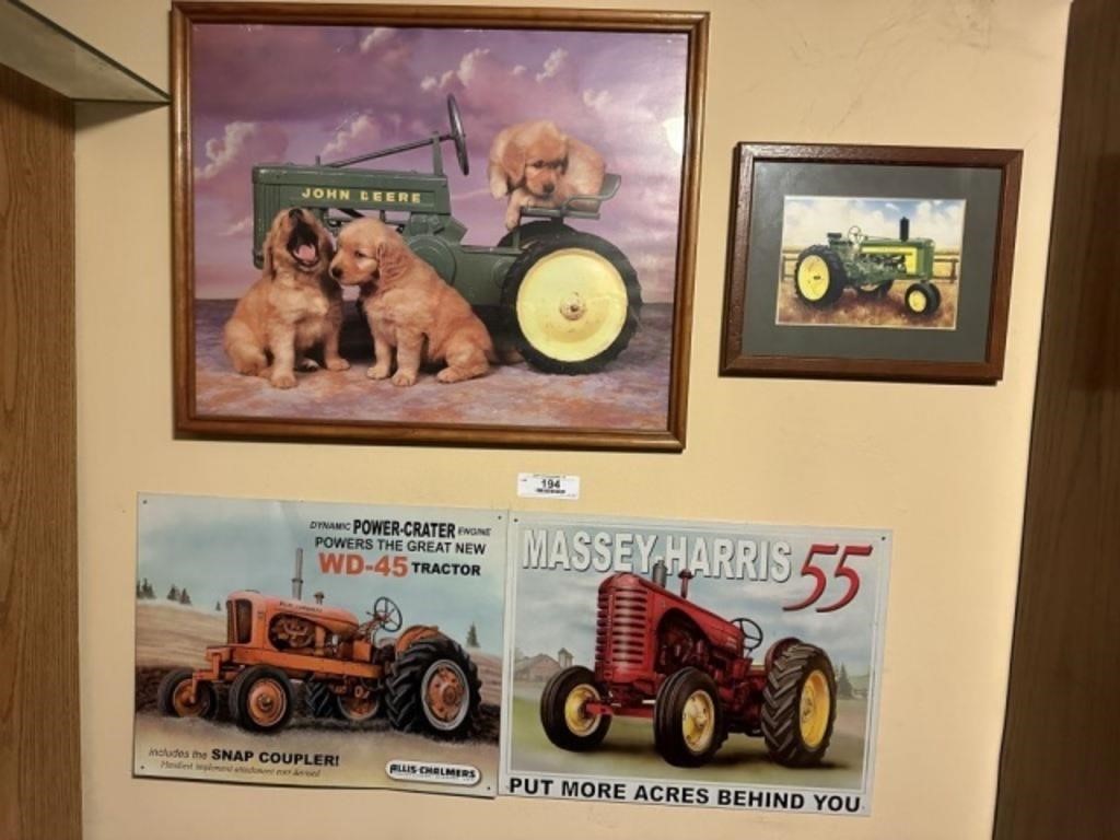2 Tractor Signs and 2 Framed Prints