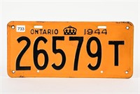 1944 ONTARIO LICENSE PLATE