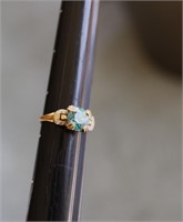 14K Yellow Gold Blue Zircon Diamond Ring size 5.5