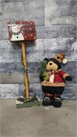 Stuffed Christmas bear, Christmas mail box