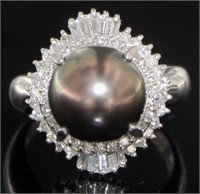 Platinum Pearl & Brilliant Natural Diamond Ring