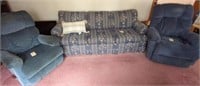 3 CUSHION COUCH AND 2 RECLINING CHAIRS