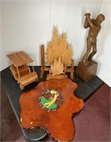 WOOD DECORATIONS AND WALL CLOCK