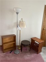 SMALL FURNITURE AND 2 FLOOR LAMPS