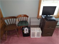 2 SCALES, SHREDDER, SMALL TV, TOWEL RACK, 2 CHAIRS