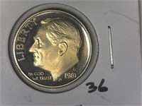 1981-S Proof T-1 Roosevelt Dime