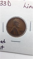 1933D Lincoln Wheat Cent