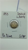 1853 Seated Liberty 1/2 Dime