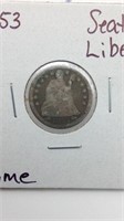 1853 Seated Liberty Dime