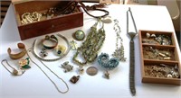 Vintage Estate Jewelry Lot Leather Box