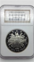 1989S Congress Commemorative Proof Silver Dollar