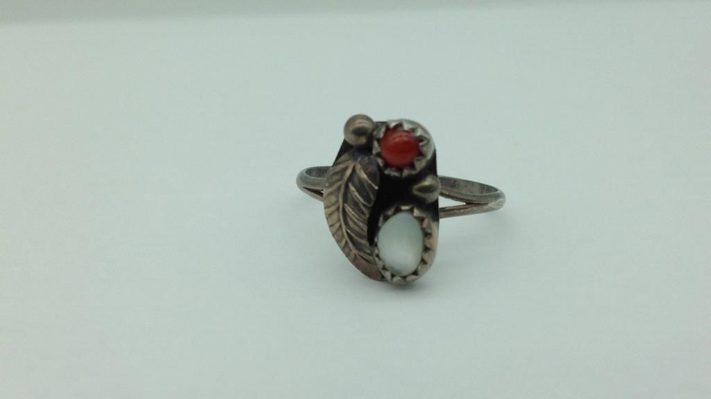 Southwestern Sterling Coral & mother of pearl