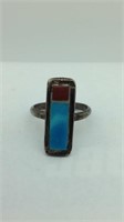 Vintage Sterling Silver Coral & Turquoise Ring