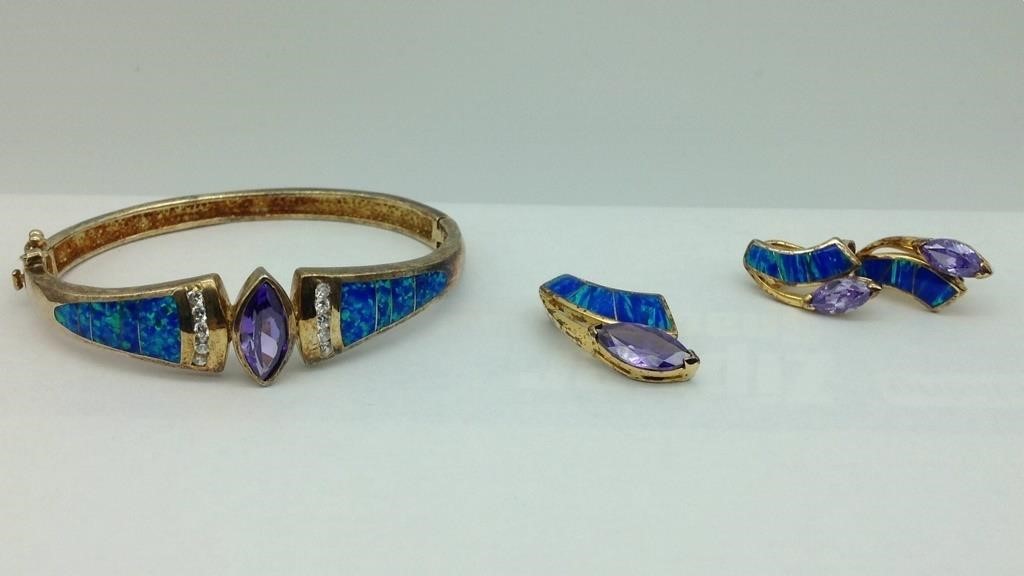 Gold Vermeil over Sterling Silver Amethyst & Blue