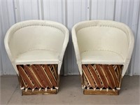 Two White Leather Equipale Chairs