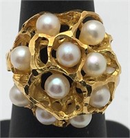 18k Gold And Pearl Ring