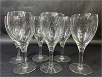Six Star Etched Wine Glasses