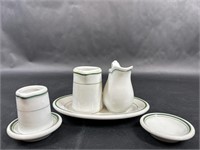 Buffalo China White with Green Stripe Dishes