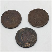 3 Indian Head Pennies