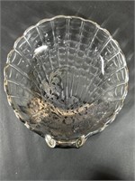Glass with Silver Color Overlay Shell Shaped Dish