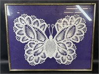 Framed Vintage Lace Butterfly