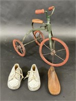 Toy Doll Bike, Pair of Doll Shoes, Shoe Form