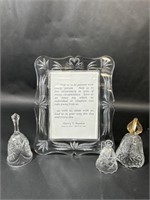Glass Picture Frame and Glass Bell Set