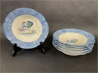 Six N S Gustin Rooster Bowl Set