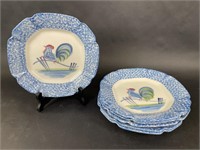 N. S. Gustin Rooster Plate Set