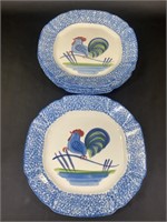 N. S. Gustin Co. Hand Painted Rooster Plates