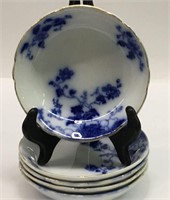 5 Flow Blue Berry Bowls, Duchess