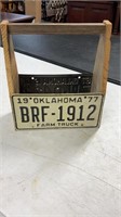Wood Tool Box with Oklahoma License Plate